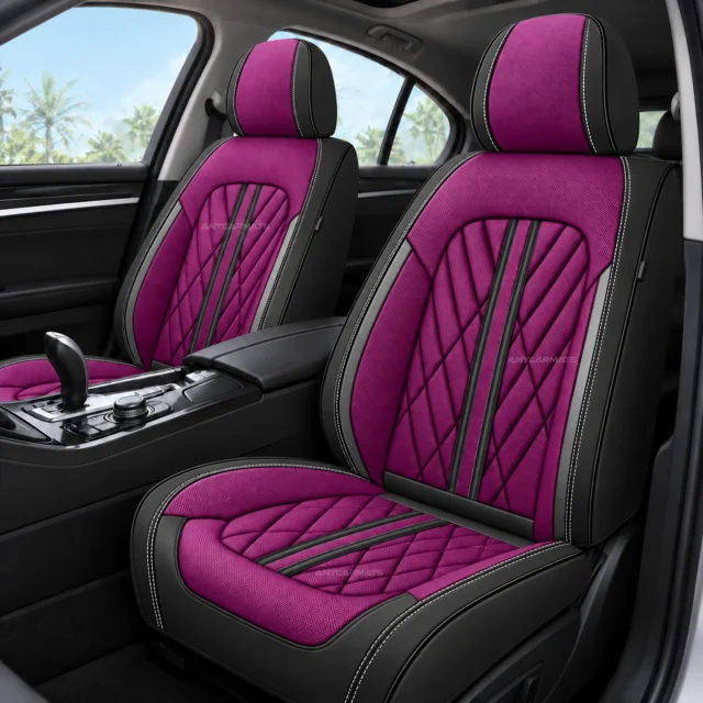 Waterproof Leather Car Seat Covers — Purple & Black