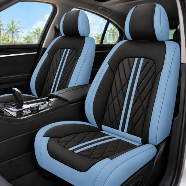 Waterproof Leather Car Seat Covers — Black & Blue