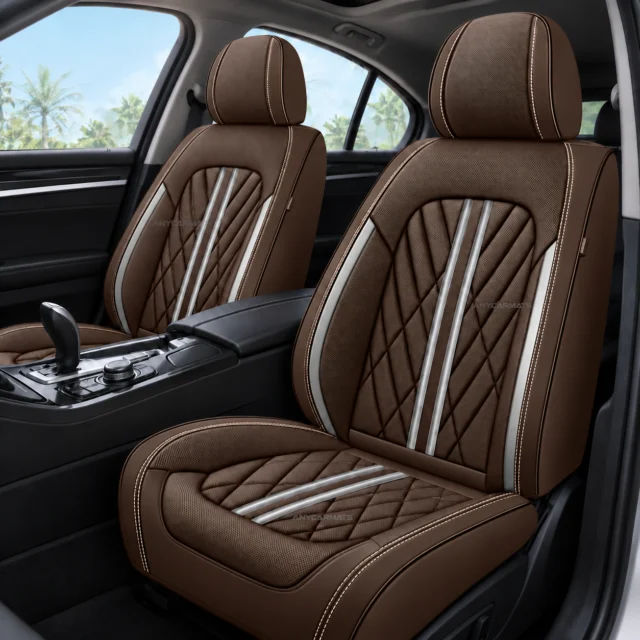 Waterproof Leather Car Seat Covers — Coffee