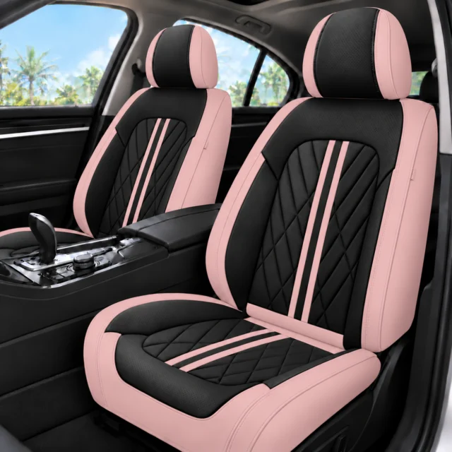 Waterproof Leather Car Seat Covers — Black & Pink