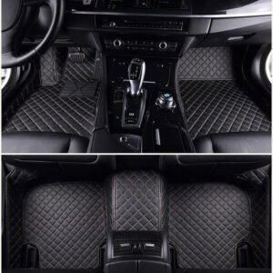 BLACK & BEIGE DIAMOND STITCHING LUXURY CAR MATS