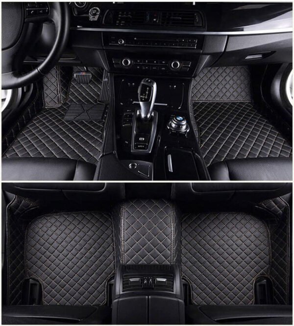 BLACK & BEIGE DIAMOND STITCHING LUXURY CAR MATS