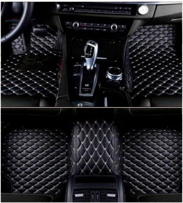 BLACK &WHITE DIAMOND STITCHING LUXURY CAR MATS
