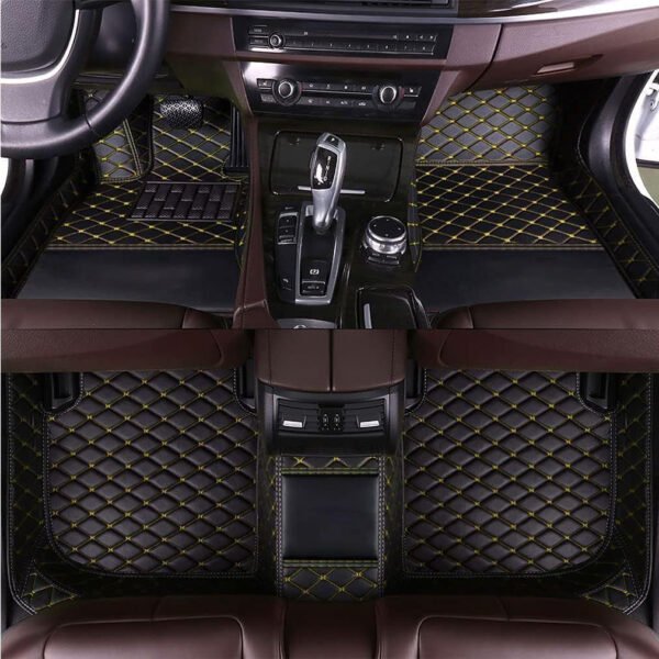 BLACK & YELLOW DIAMOND STITCHING LUXURY CAR MATS