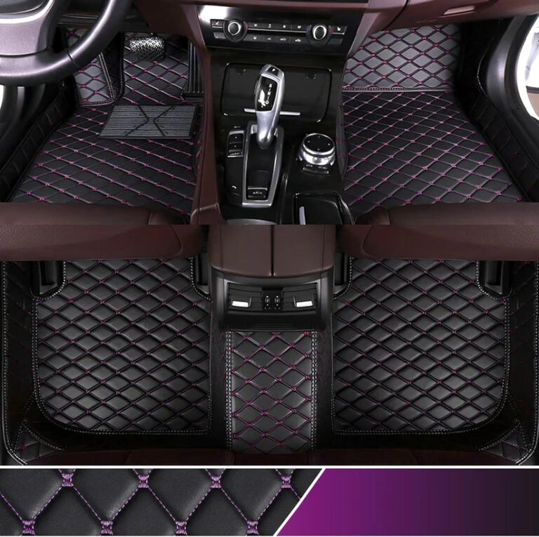 BLACK & PURPLE DIAMOND STITCHING LUXURY CAR MATS view 2