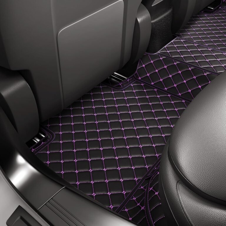 BLACK & PURPLE DIAMOND STITCHING LUXURY CAR MATS view 4