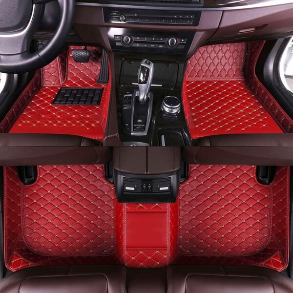 CHERRY RED DIAMOND STITCHING LUXURY CAR MATS