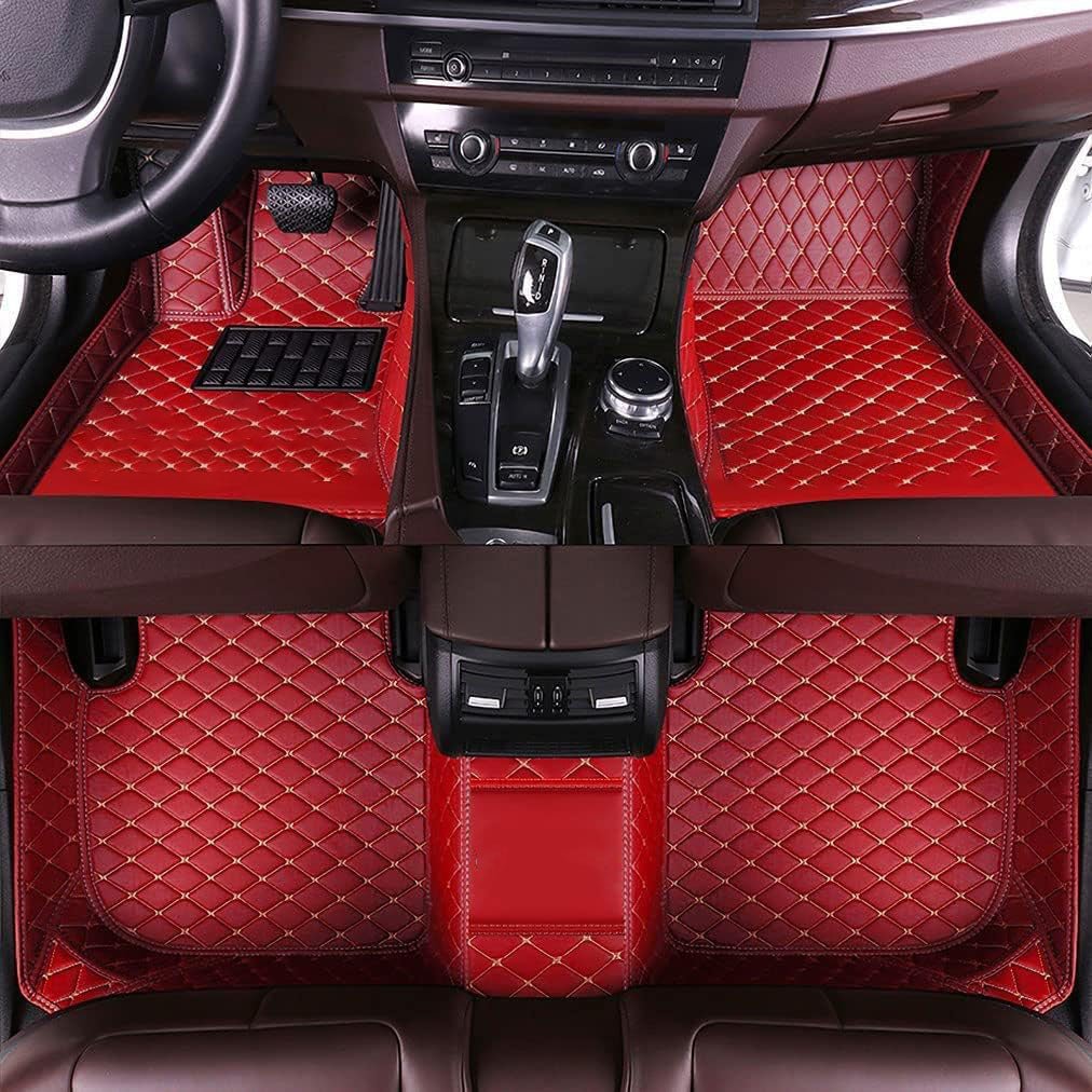 CHERRY RED DIAMOND STITCHING LUXURY CAR MATS Car Floor Mats detail image 5