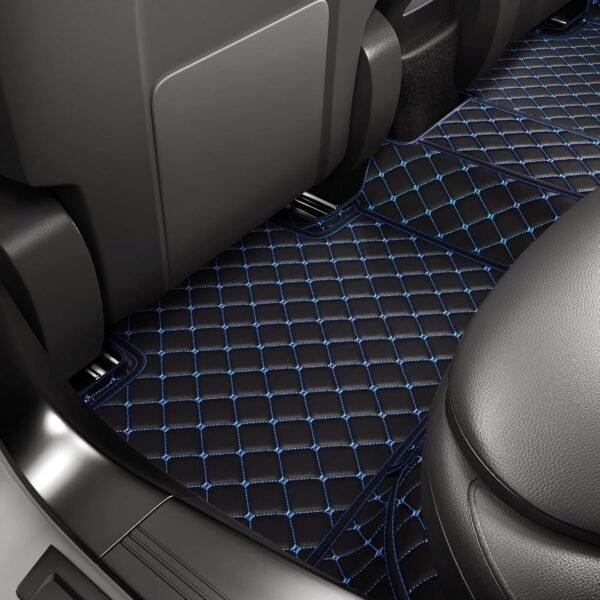 BLACK & BLUE DIAMOND STITCHING LUXURY CAR MATS