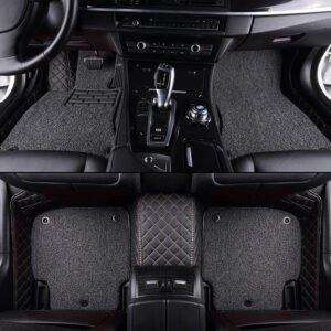 CUSTOMIZED DOUBLE-LAYER BLACK BASE WITH GRAY LOOP PILE CAR MATS
