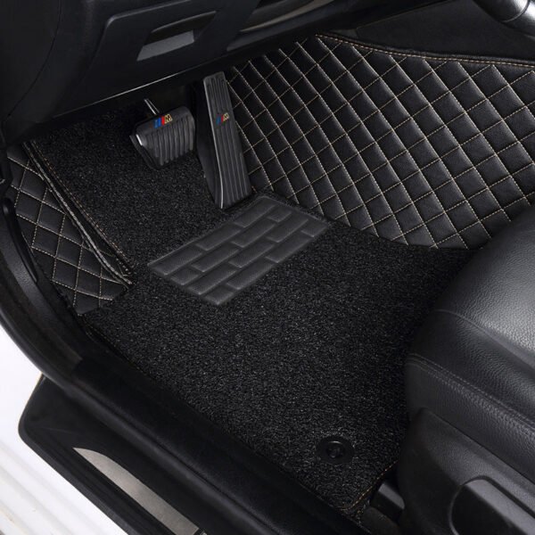 CUSTOMIZED DOUBLE-LAYER BLACK BASE WITH BLACK LOOP PILE CAR MATS