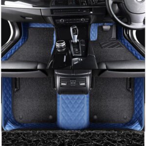 CUSTOMIZED DOUBLE-LAYER BLUE BASE WITH BLACK LOOP PILE CAR MATS