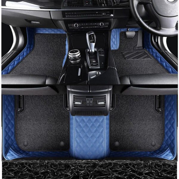 CUSTOMIZED DOUBLE-LAYER BLUE BASE WITH BLACK LOOP PILE CAR MATS