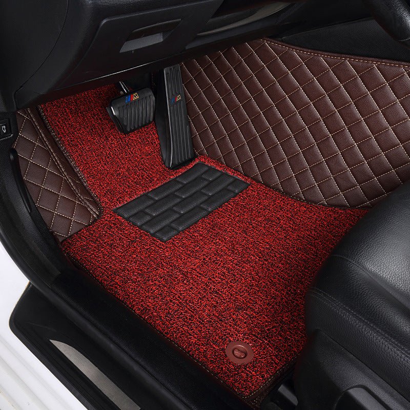 CUSTOMIZED DOUBLE-LAYER COFFEE BASE WITH RED LOOP PILE CAR MATS Car Floor Mats detail image 2