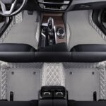 LIGHT GREY & WHITE STITCHING BASE WITH GREY CARPET DOUBLE LAYER CAR FLOOR MAT