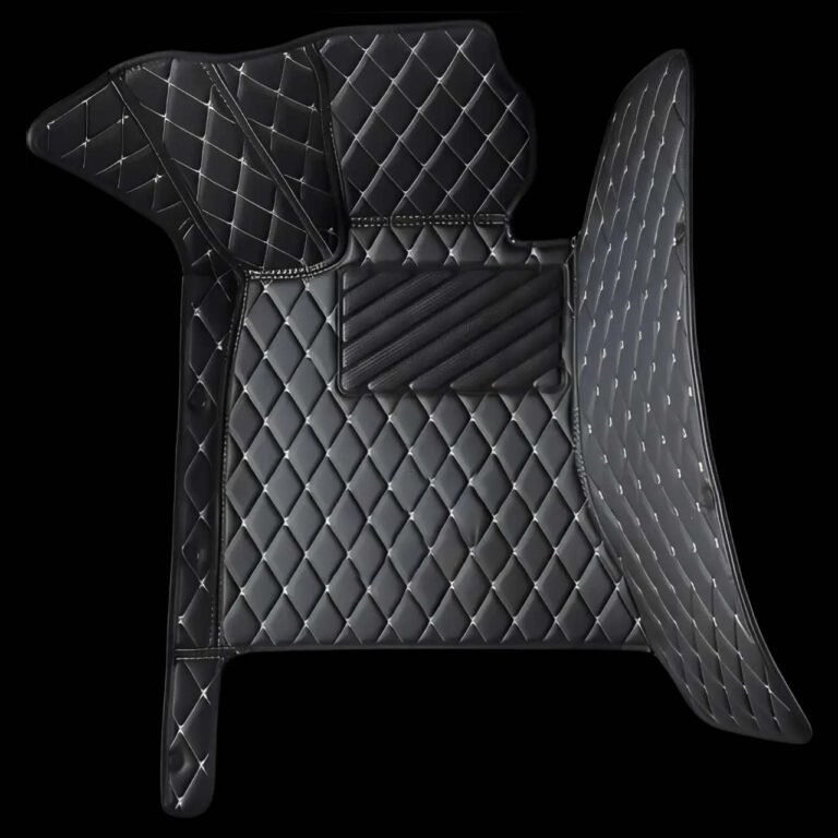 BLACK &WHITE DIAMOND STITCHING LUXURY CAR MATS view 3