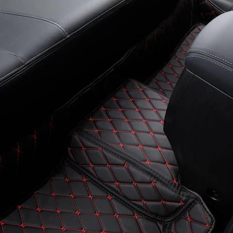BLACK & RED DIAMOND STITCHING LUXURY CAR MATS