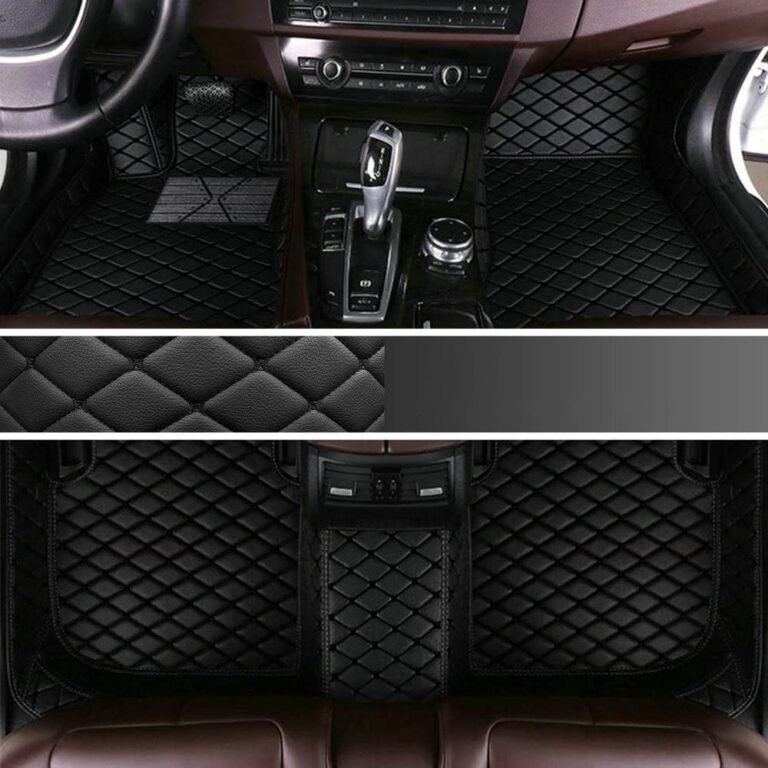 BLACK & BLACK DIAMOND STITCHING LUXURY CAR MATS view 3