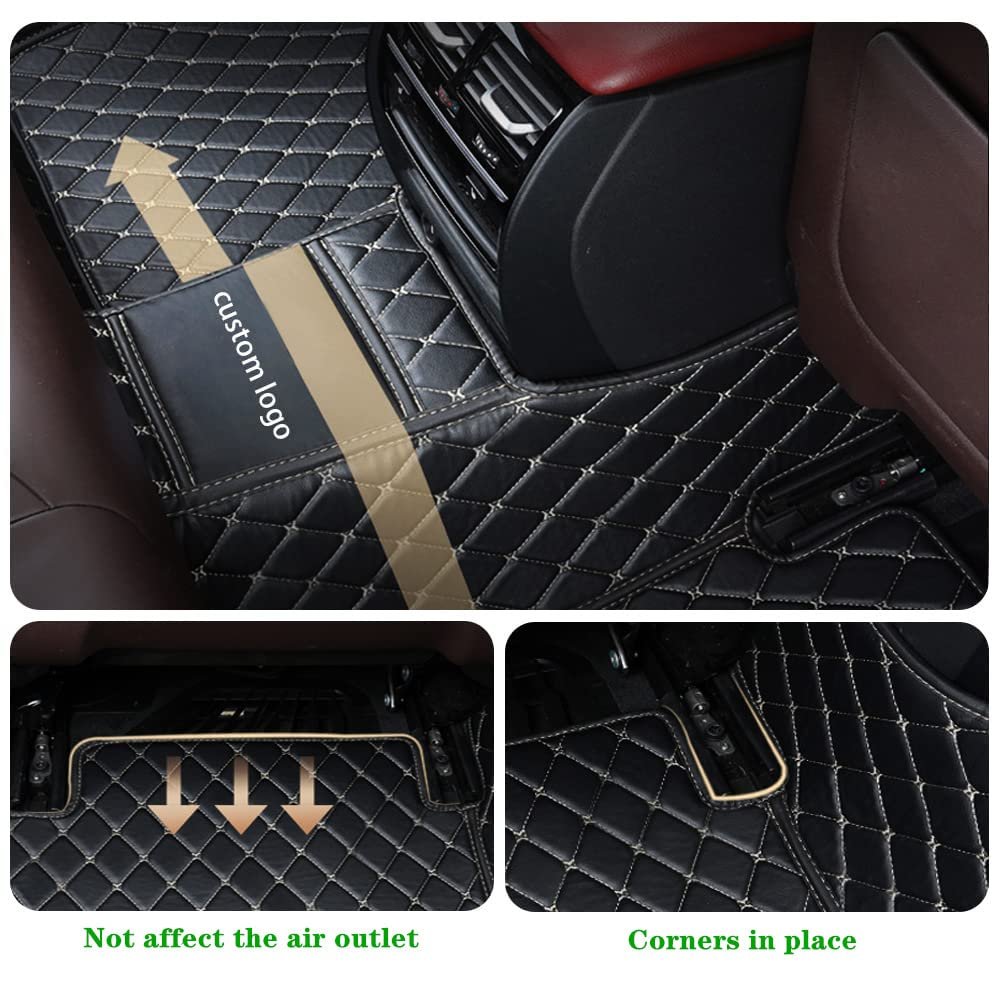 BLACK & BEIGE DIAMOND STITCHING LUXURY CAR MATS Car Floor Mats detail image 3
