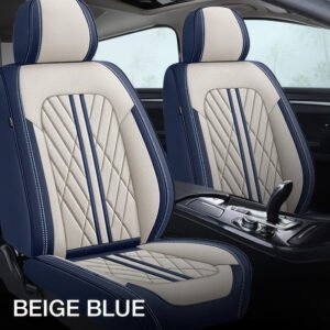 Beige & Blue Car Seat Covers