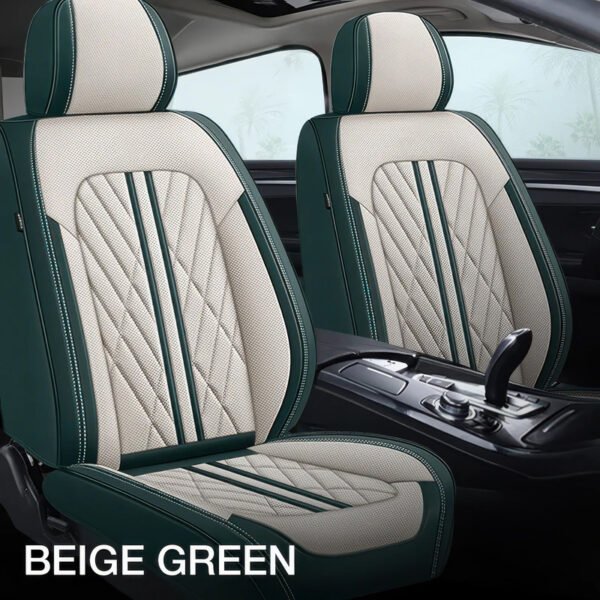 Beige & Green Car Seat Covers