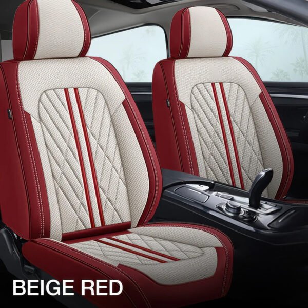 Beige & Red Car Seat Covers