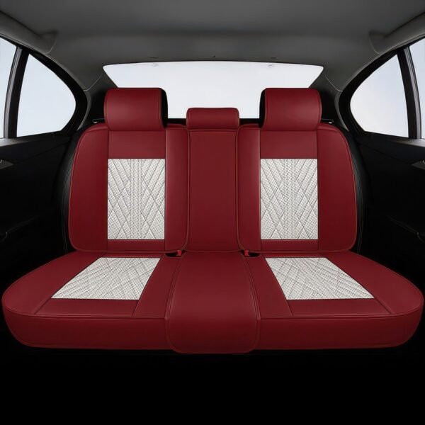Beige & Red Car Seat Covers