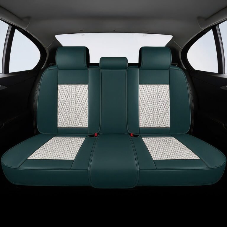 Beige & Green Car Seat Covers view 2